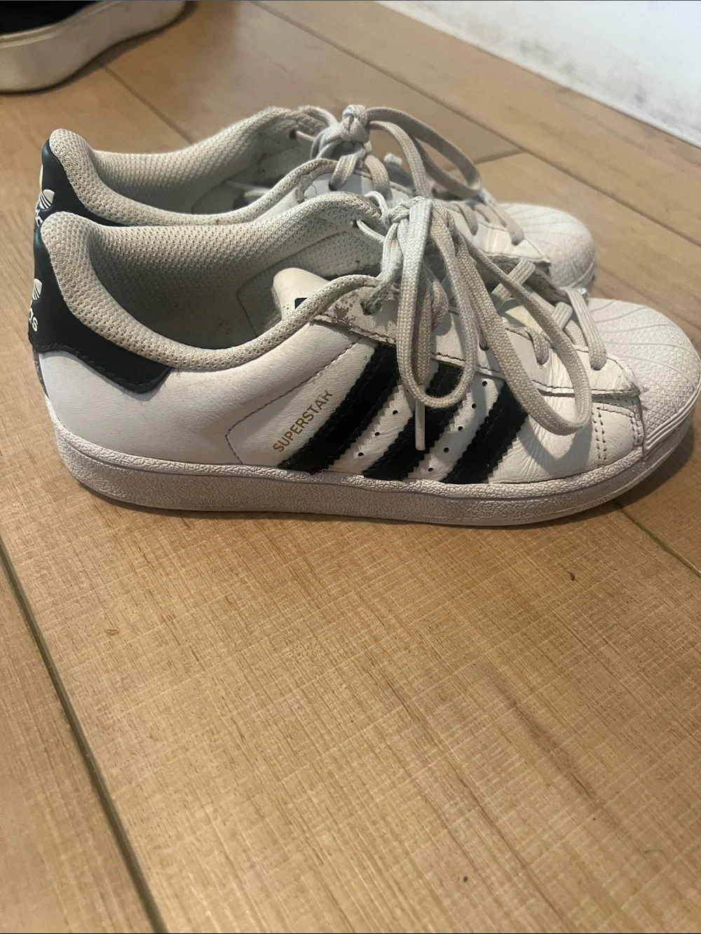 adidas Kids Superstar Sneakers - White with Black Stripes